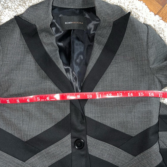 BCBGMAXAZRIA two-piece women’s gray and black striped  skirt suit - Picture 12 of 13